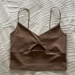Brown cutout crop top tank